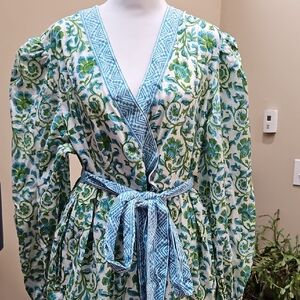 Floral Green and Blue Maxi Dress